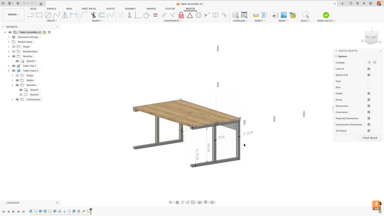 Cách xem và chỉnh sửa kích thước sketch trực tiếp trong Autodesk Fusion